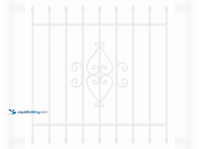 Lot 49-5437216 - Unique Home Designs 48 in. x 48 in. Su Casa White 9-Bar Window Guard. [Model # IWG0200WHT4848] Unuse...