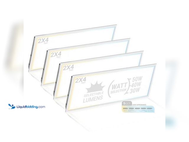 Lot 49-3616897 - (4-PACK): 2 ft. x 4 ft. Integrated LED Panel Drop Ceiling Lights (0-10V Dimmable 50/40/30W Selectabl...