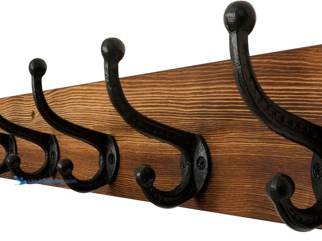 Lot 49-3527667 - WEBI Rustic Coat Rack Wall Mount, 35.43" Long, 8 Cast Iron Coat Hooks, Heavy Duty Wall Coat Hanger H...