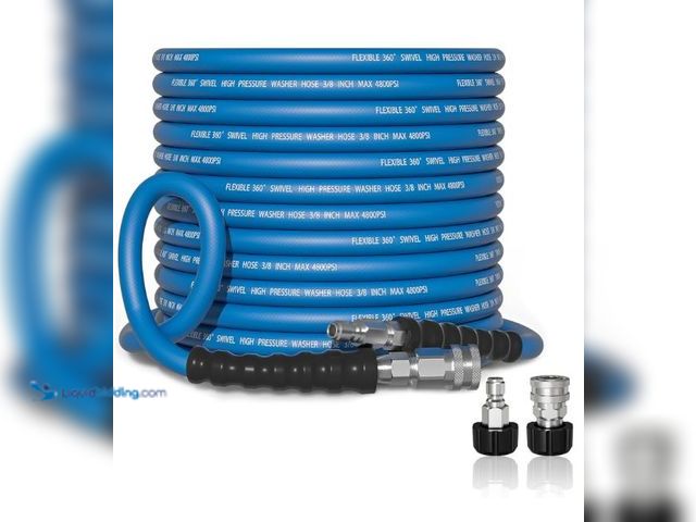 Lot 49-1577237 - Pressure Washer Hose, 3/8" x 50FT Power Washer Hose, Kink Resistant Hot and Cold Water Flexible Wash...