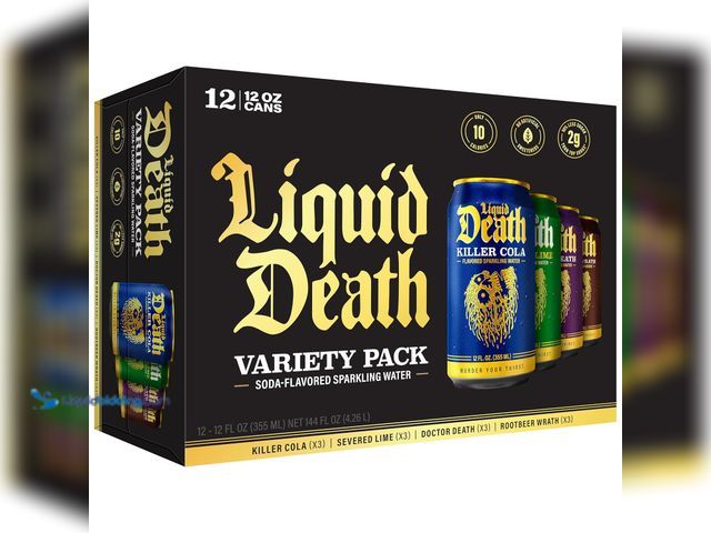 Lot 49-3539114 - Liquid Death Soda-Flavored Sparkling Water - Classic Variety, Less Sugar*, Huge Flavor, No Caffeine,...