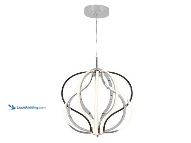 Lot 49-5406869 - Artika Meridian 30-Watt 1 Light Chrome Modern Integrated LED Pendant Light Fixture for Dining Room o...