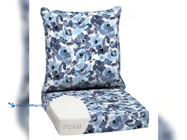 Lot 49-3615816 - ARDEN 24 in x 24 in 2-Piece Foam Deep Seating Outdoor Lounge Chair Cushion in Blue Floral, Model # Z...
