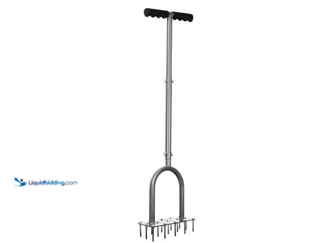 Lot 49-1519292 - WaLensee 15 Iron Spikes Lawn Aerator Metal Manual Dethatching Soil Aerating Lawn T-Handle Grass Aera...
