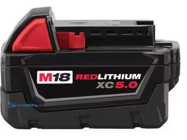 Lot 49-1623624 - Milwaukee M18 18-Volt 5.0 Ah Lithium-Ion XC Extended Capacity Battery Pack, Model # 48-11-1850, Slig...
