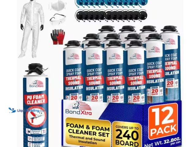 Lot 49-1627533 - BondXtra BX930 32.8 oz. Self-Expanding Polyurethane Spray Foam Sealant (12-Pack) with Foam Cleaner, ...