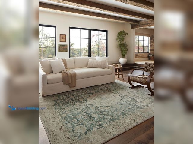 Lot 49-3531063 - Loloi Magnolia Home by Joanna Gaines Sinclair Collection SIN-05 Jade/Sand 3'-6" x 5'-6", .25" Pile H...