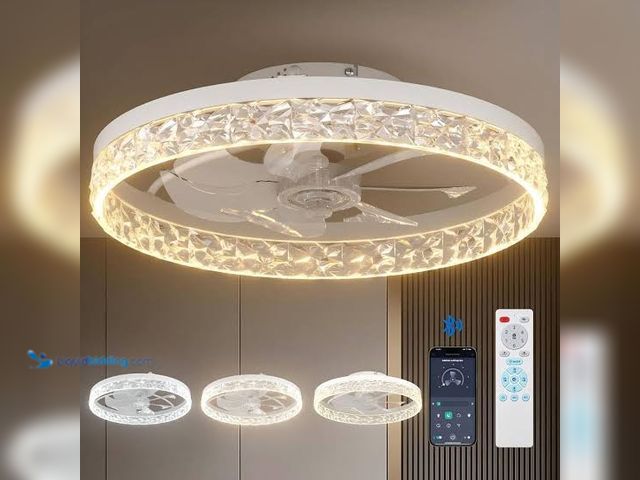 Lot 49-3564241 - Amico 20 in. Smart Indoor Crystal Ceiling Fan with Light and Remote, 2500-Lumen, 3000-6000K Integrat...