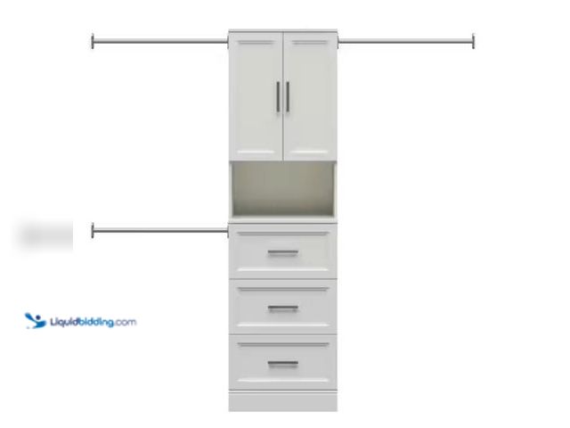 Lot 49-2018618 - StyleWell Reynolds 25 in. W x 83.25 in. H White Laminate Board Traditional Closet System Tower w/ 2-...
