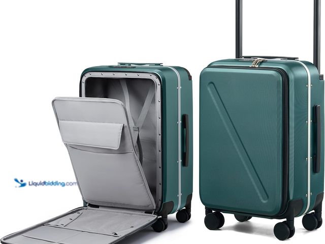 Lot 49-5543295 - MILADA Wide Handle Luggage with Front Pocket Hardshell Aluminium Check In Suitcase with Wheels Mediu...