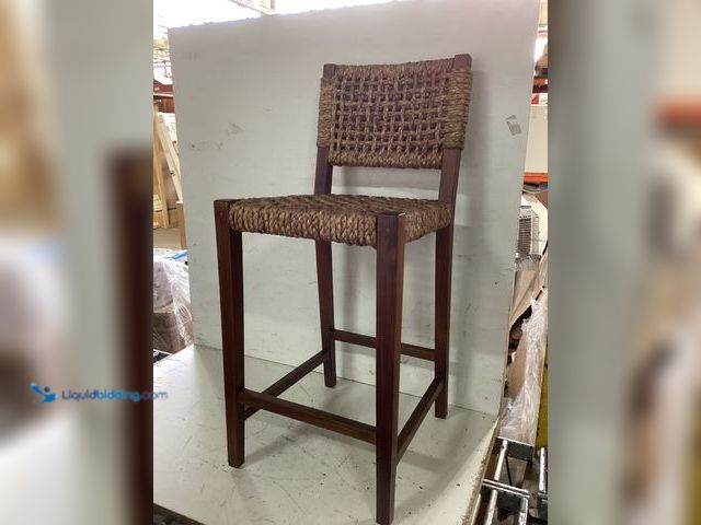 Lot 49-1630955 - bali & pari Alise Handwoven Seagrass Bar Stool Natural/Earthy Brown Model #95296861, Unused, Scuffs ...