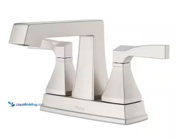 Lot 49-1624278 - Pfister Holliston 4 in. Centerset Double Handle Low Arc Bathroom Faucet with Drain Kit Included in S...