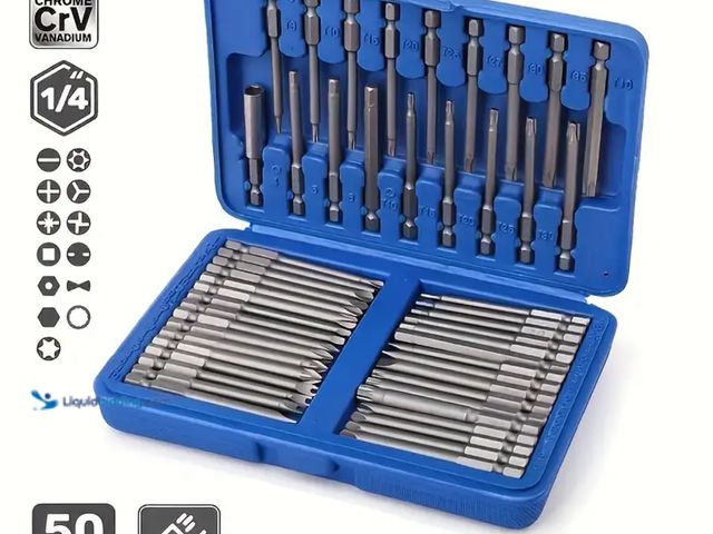Lot 49-1820916 - New 50pcs  Magnetic Screwdriver Bit Set - Extra Long
75mm Safety Bit For 1/4 Screwdrivers - Torx, St...