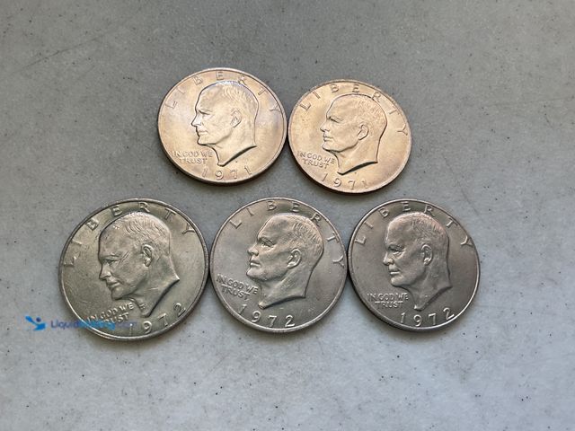 Lot 49-5515043 - LOT OF 5 “IKE” EISENHOWER LARGE ONE DOLLAR COINS INCLUDING 1971 AND 1972