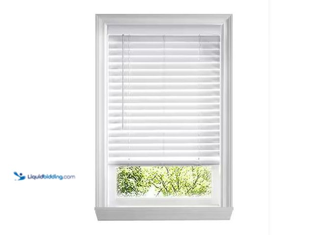 Lot 49-1568482 - Home Decorators Collection White Cordless Faux Wood Blinds for Windows with 2 in. Slats - 24 in. W x...