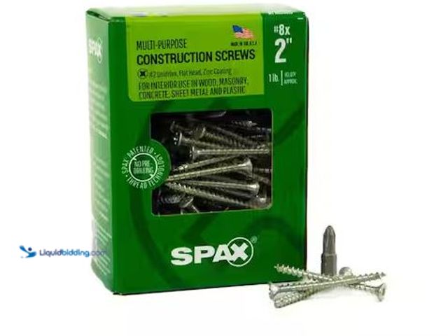 Lot 49-5573425 - SPAX
#8 x 2 in. Interior Flat Head Wood Screws Construction Phillips Square Unidrive (161 Each) 1 L...