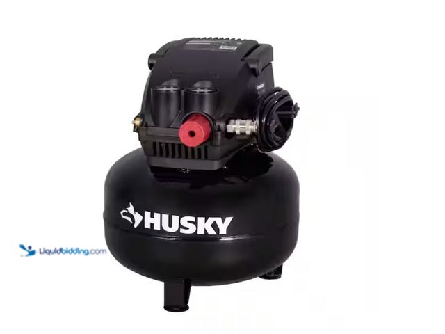 Lot 49-1566876 - Husky 3 Gal. 120 PSI Portable Electric Oil-Free Light Duty Pancake Air Compressor with Fold Down Han...