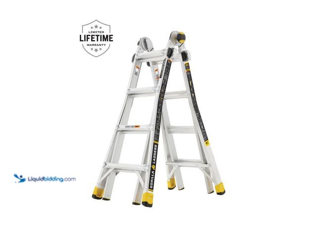 Lot 49-5552083 - Gorilla Ladders
18 ft Reach Aluminum Multi-Position Ladder with Tool Hangers, 300 lbs. Load Capacit...