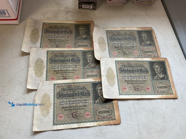 Lot 49-1505253 - COLLECTIBLE LOT OF 5 FOREIGN CURRENCY GERMANY 10000 MARK REICHSBANKNOTE FROM 1922 #COINS1211