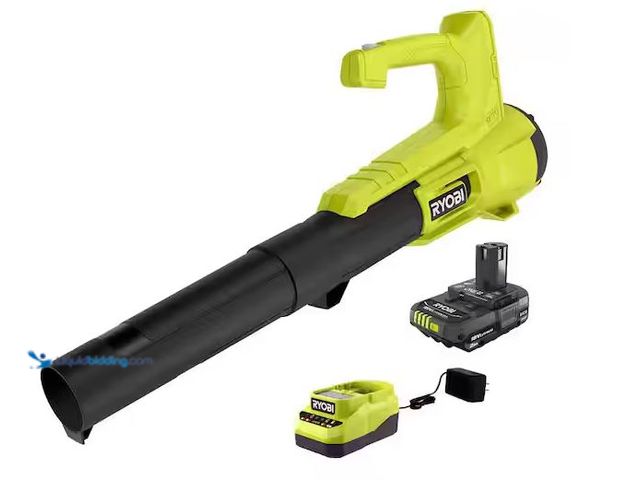 Lot 49-1568779 - RYOBI ONE+ 18V 90 MPH 250 CFM Cordless Battery Leaf Blower/Sweeper with 2.0 Ah Battery and Charger M...