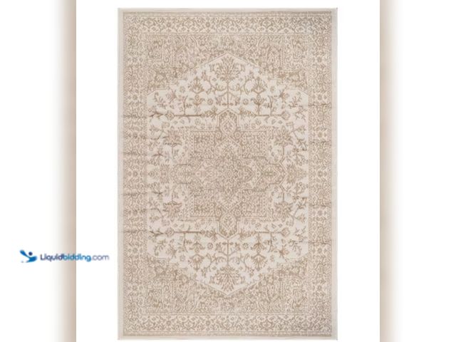 Lot 49-2000175 - Beverly Rug Athena Beige 9 ft. x 12 ft. Rubber Back Washable Oriental Border Indoor Outdoor Patio Ar...