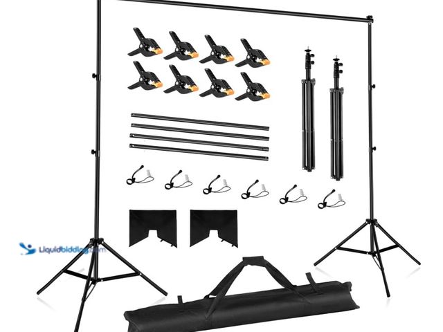 Lot 49-1516885 - Backdrop Stand 10x7ft Adjustable Photo Backdrop Stand Kit Photography Backdrops with 4 Crossbars, Ph...