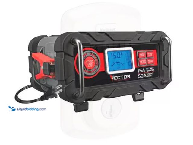Lot 49-3432445 - VECTOR 15 Amp Automatic 12V Battery Charger with 50 Amp Engine Start and Alternator Check, Model # B...