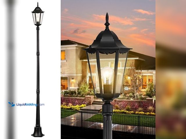 Lot 49-3600273 - 84'' Outdoor Lamp Post Light Fixture Black Outdoor Light Post Outdoor Post Lights Hard Wired Yard Wa...