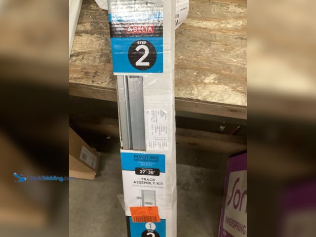 Lot 49-3531670 - Delta 27-36 in. Contemporary Semi-Frameless Pivoting Shower Door Track Assembly Kit 4.6 in W x 1.6 i...