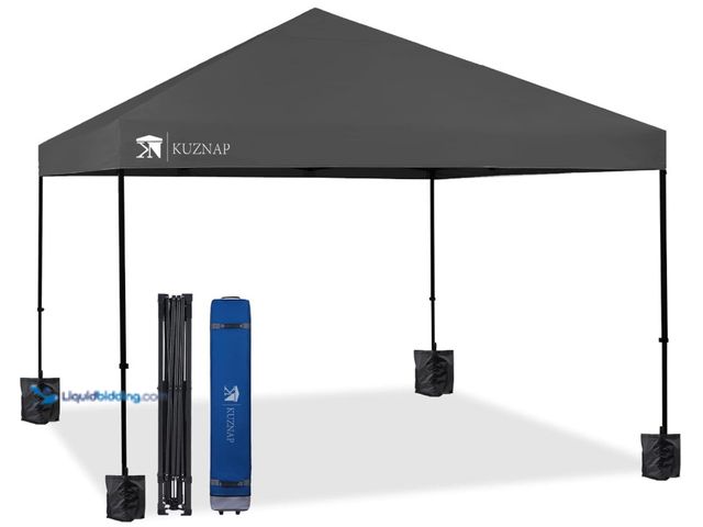 Lot 49-1516361 - 12’x12’ Pop up Canopy Tent Patented EZ Set up Instant Outdoor Canopy with Wheeled Carry Bag Bonus 4 ...