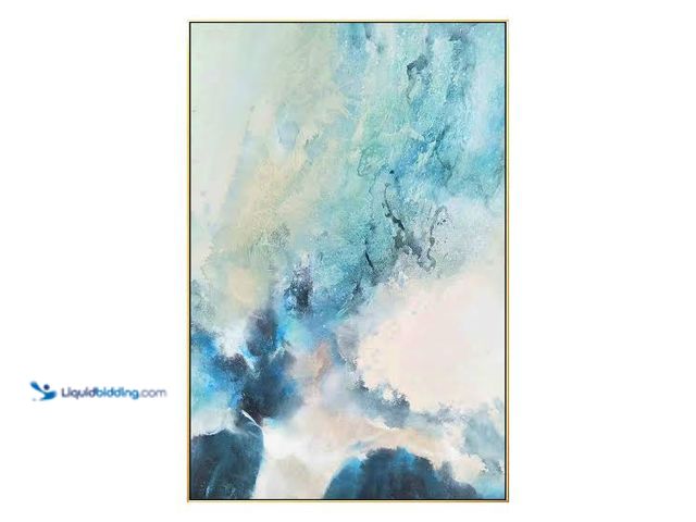 Lot 49-5551946 - Art Deco Canvas Painting 10x20 Teal Abstract Painting, Factory Sealed