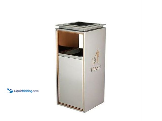 Lot 49-5410771 - Tecoye Modern Heavy Duty Large Outdoor Garbage Trash Can Stainless Steel in (SR) Unused