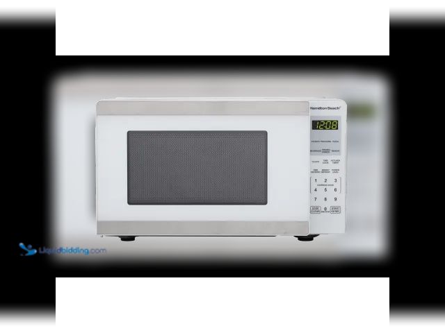Lot 49-1627201 - Hamilton Beach Microwave Oven 0.9 cu ft 900W White Stainless Steel Model #18839951573, Unused, Has A...