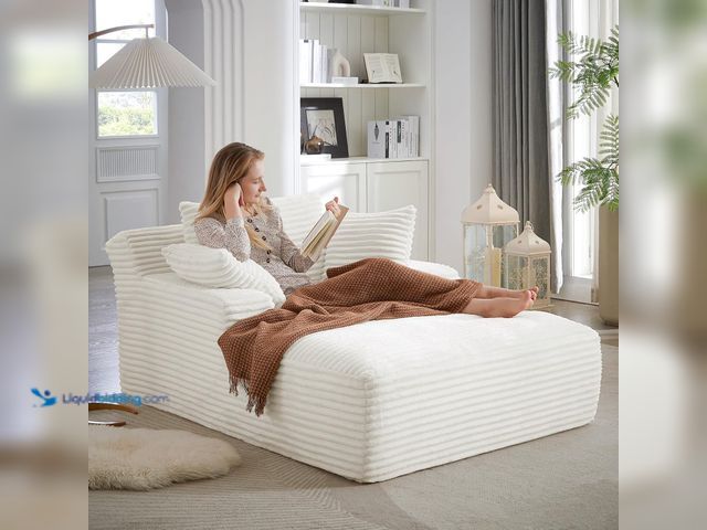 Lot 49-5412048 - Muumblus Oversized Chaise Lounge Chair Indoor Furniture, No Assembly Required, Plush Corduroy Uphols...