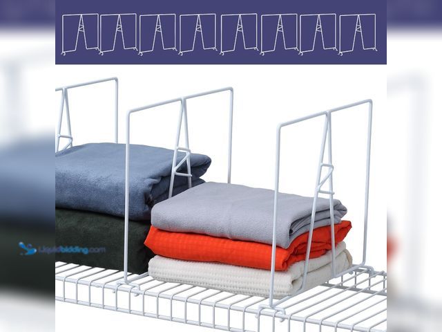 Lot 49-3511852 - 10-Pack White Wire Shelf Dividers - Closet Shelf Organizer - Easy to Install Shelf Divider for Pantr...