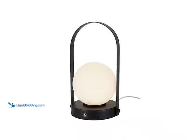 Lot 49-3614436 - 10" Black Contemporary Rechargeable Integrated LED Globe Lamp with Handle - New (Model # 24382-000) ...