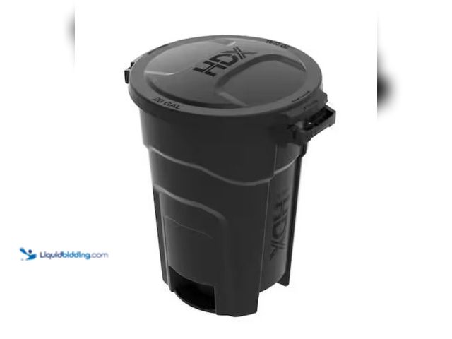 Lot 49-2006300 - Lot of (2) HDX 20 gal. Black Heavy Duty Outdoor Trash Can with Domed Lid, Model # 999-2420, Unused, ...