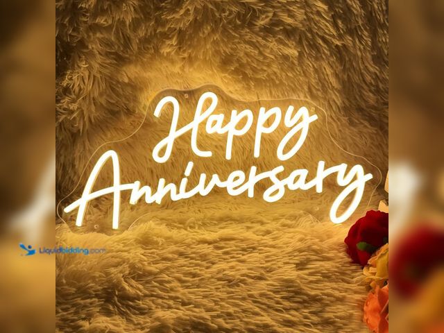 Lot 49-5437222 - Happy Anniversary Neon Sign for Wall Decor Wedding Birthday Party Bedroom Bar Shop,Led Signs,Decorat...