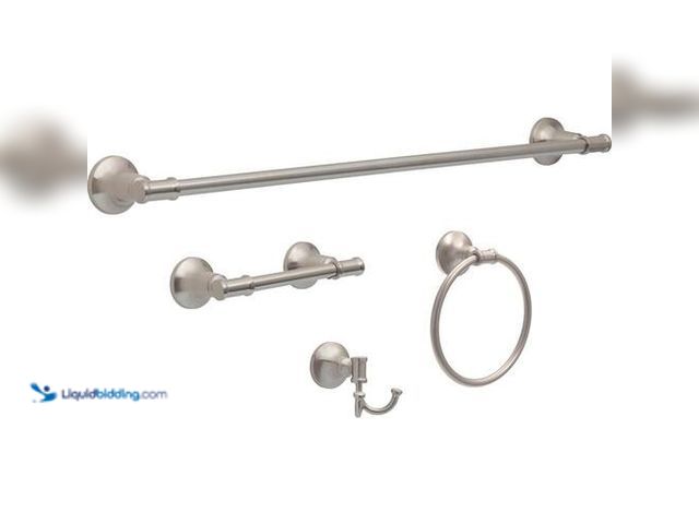 Lot 49-3617058 - Delta Chamberlain 4-Piece Bath Hardware Set with 24 in. Towel Bar, Toilet Paper Holder, Towel Ring, ...