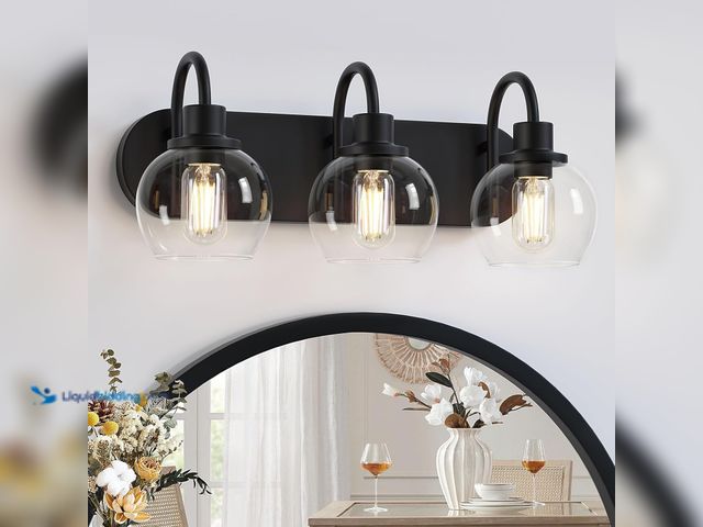 Lot 49-5408515 - Bathroom Vanity Light, Modern 3-Light Bathroom Lighting Fixtures Over Mirror with Clear Glass Shade....