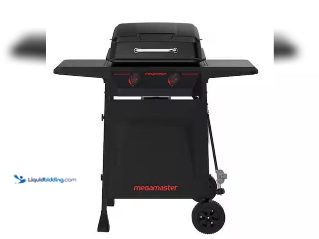 Lot 49-2005942 - Megamaster 2-Burner Propane Gas Grill in Black, Model # 720-1065, Used, Has attachments, Scuffs & sc...