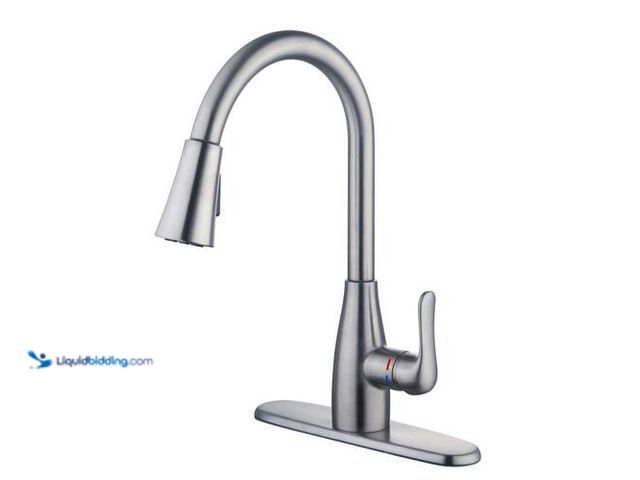 Lot 49-3616945 - Glacier Bay McKenna Single-Handle Pull Down Sprayer Kitchen Faucet in Stainless Steel - Unused, has ...