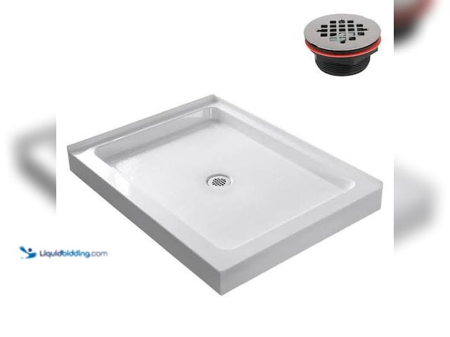 Lot 49-2024093 - Streamline GB-604-420 48 in. x 36 in. Corner Acrylic Shower Base in Glossy White With Center Drain, ...