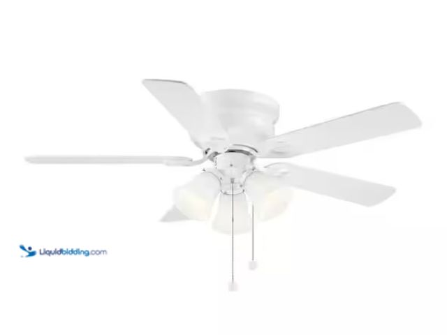 Lot 49-1574878 - Hampton Bay Clarkston II 44 in. LED Indoor White Ceiling Fan with Light Kit, Model # SW18030 WH, Unu...