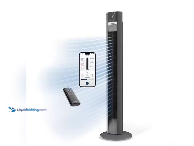 Lot 49-1515652 - Lasko Xtra Air 48 in. 12-Speed Smart Tower Fan in Gray w/ DC Motor, Works w/ Alexa, Google, Whisper ...