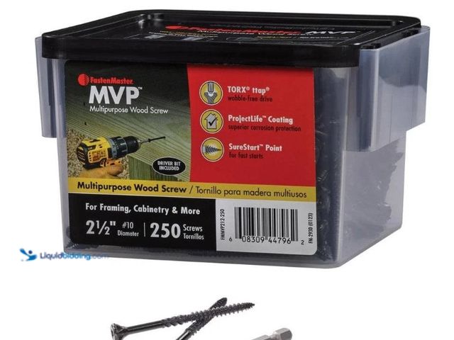 Lot 49-5543193 - FastenMaster #10 x 2-1/2in Torx TTAP Flat Head Multi-Purpose Wood Screw 150-Pack. UPC #608309447962....
