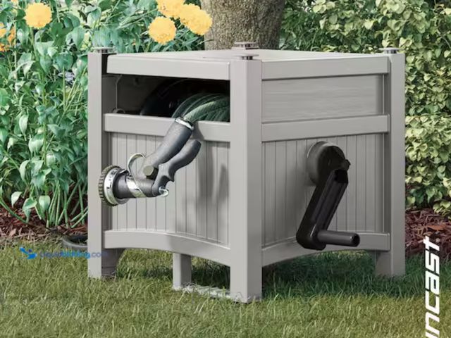 Lot 49-2000482 - Suncast 100 ft. Hose Hideaway Dove Gray, Model # PHH100DY Slightly used, Scuffs & scratches from shi...