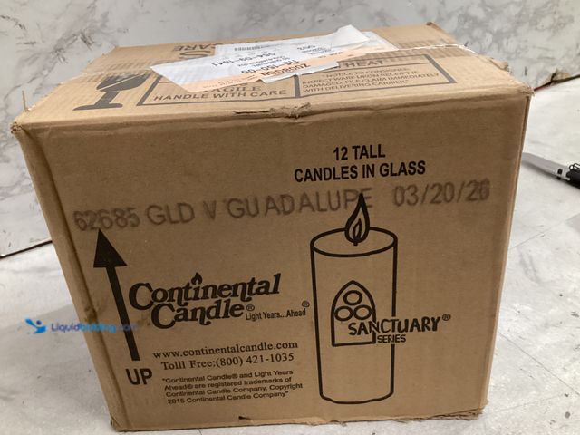 Lot 49-5542396 - Continental Candle 12 Pack Tall Glass (Guadalupe) Factory Sealed