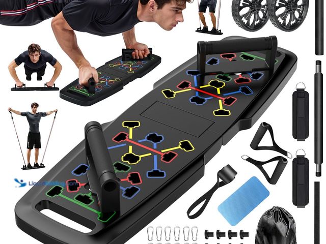 Lot 49-3511822 - Push Up Board,Home Gym,Portable Exercise Equipment,Pilates Bar and 20 Fitness Accessories with Resis...