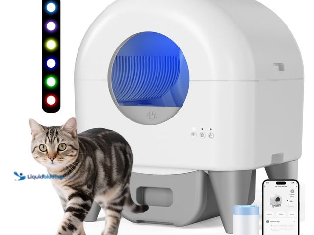 Lot 49-3481644 - Cumrige Self-Cleaning Cat Litter Box, App Controlled, with Safety Sensor, Removable and Washable Lin...